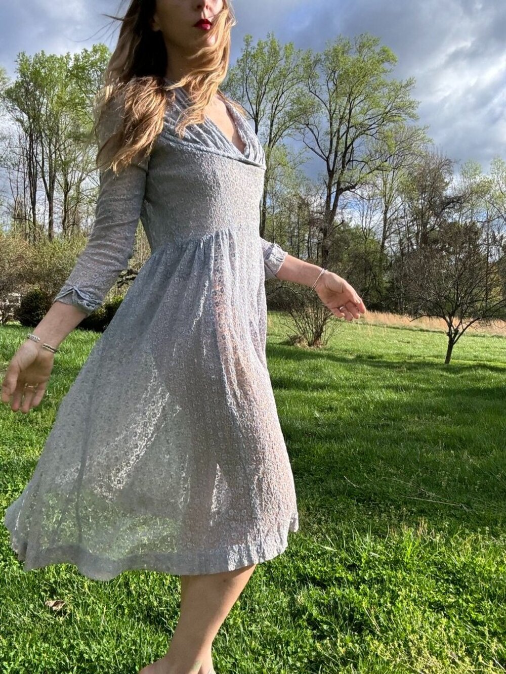 1940s Handmade Lace Dress – Delicate One-of-a-Kind Piece